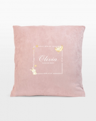 Kuddfodral med namn, dop - Bunny