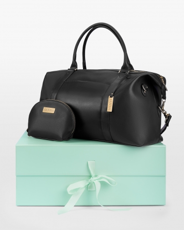 weekendbag och necessär graverade med namn