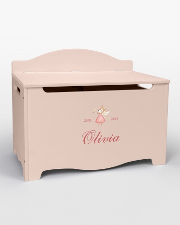 Rosa förvaringskista med namn