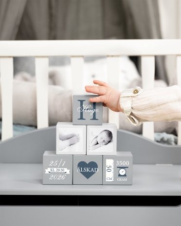 Leksaksklossar med personliga bilder, namn och text