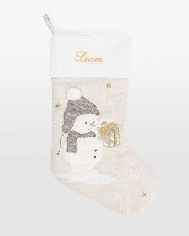 krämfärgad julstrumpa med namn