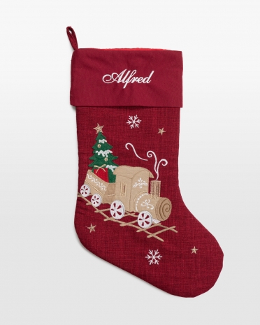 Klassisk röd julstrumpa med namn