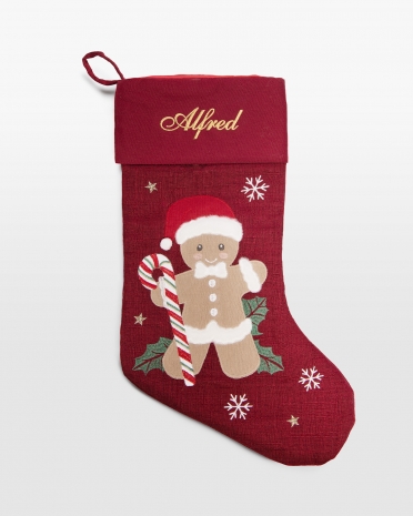 röd julstrumpa med namn