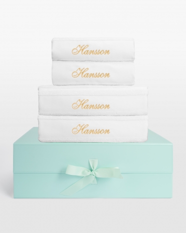presentset med handdukar med namn