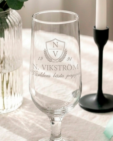Personligt ölglas med namn och valfri text till fars dag