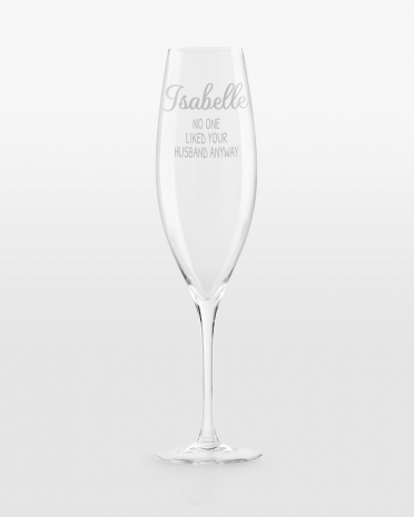 Personligt graverade champagneglas med fräcka statements
