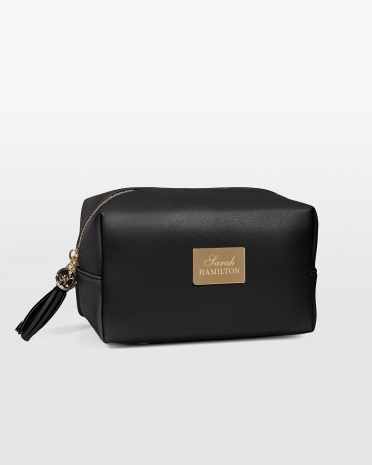 Svart makeup-bag med graverat namn