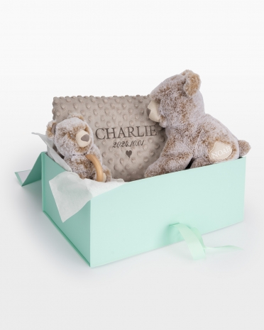 presentset för barn med gosedjur och filt