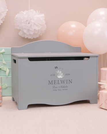 förvaringskista med barnets födelseuppgifter