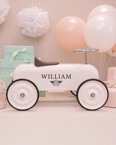 Mini Sparkbil med namn, vit - Vintage