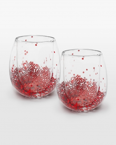 2 pack dricksglas med rött glitter