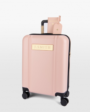 kabinväska med namn, passfodral och resetags i set