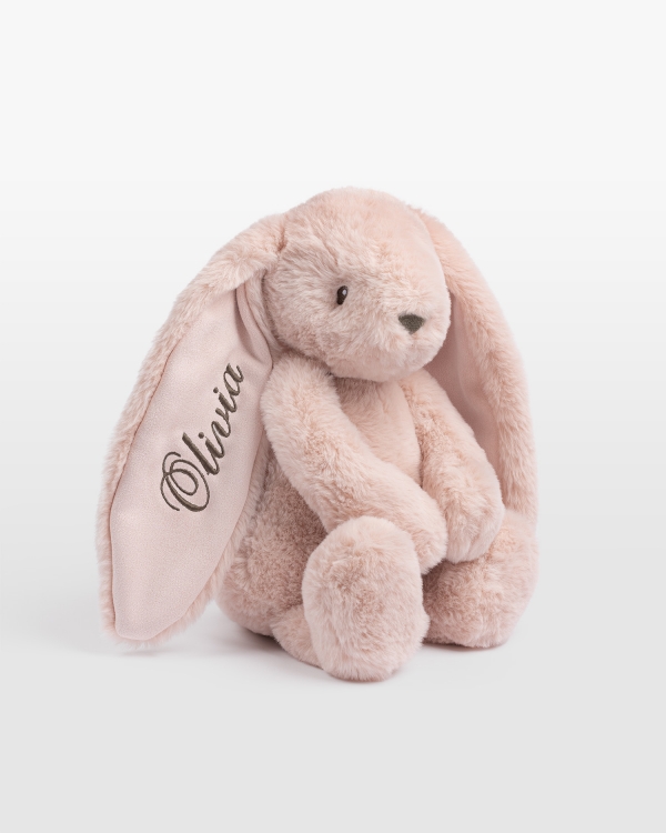 Rosa kanin med namn i brun brodyr