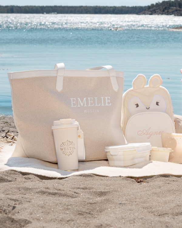 Personlig strandväska med namn, rymlig och stilren design.