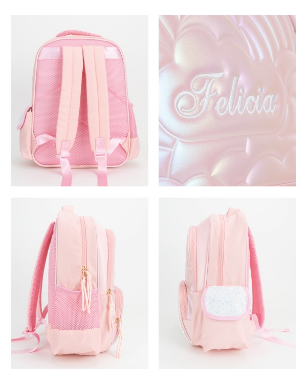 Rosa skolryggsäck med namn
