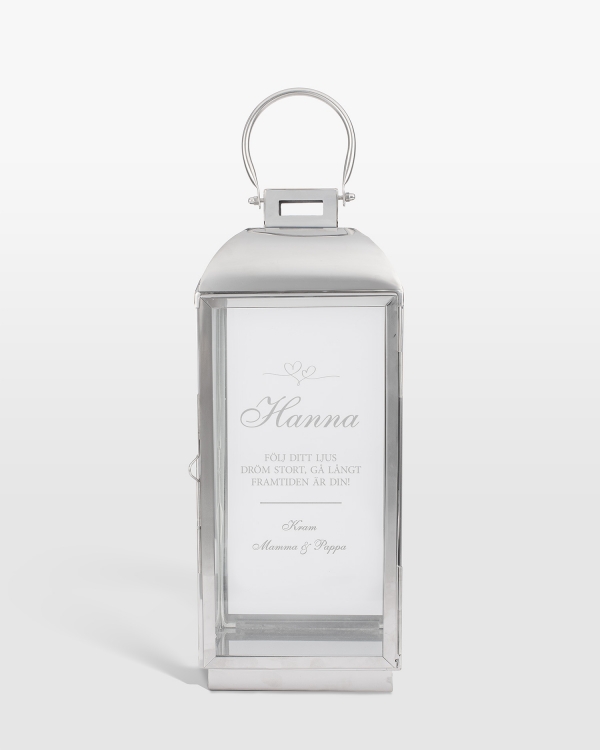 Ljuslykta med namn, silver - Hearts