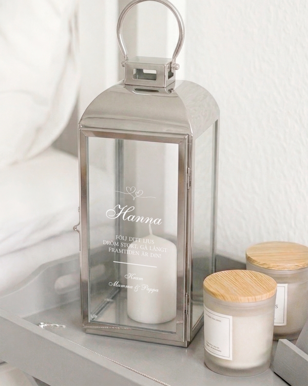 Personligt graverad ljuslykta till konfirmation