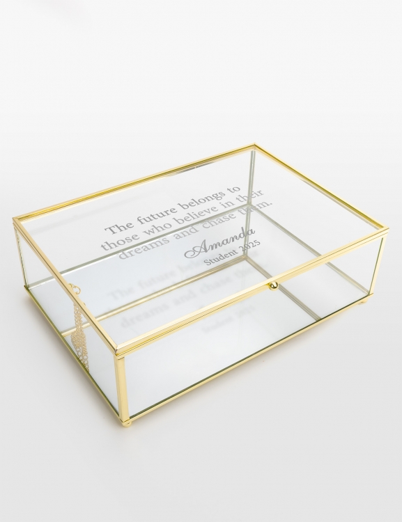 Minneslåda i glas som graveras med valfri text