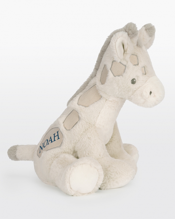 Gosig giraff gosedjur med blått namntryck