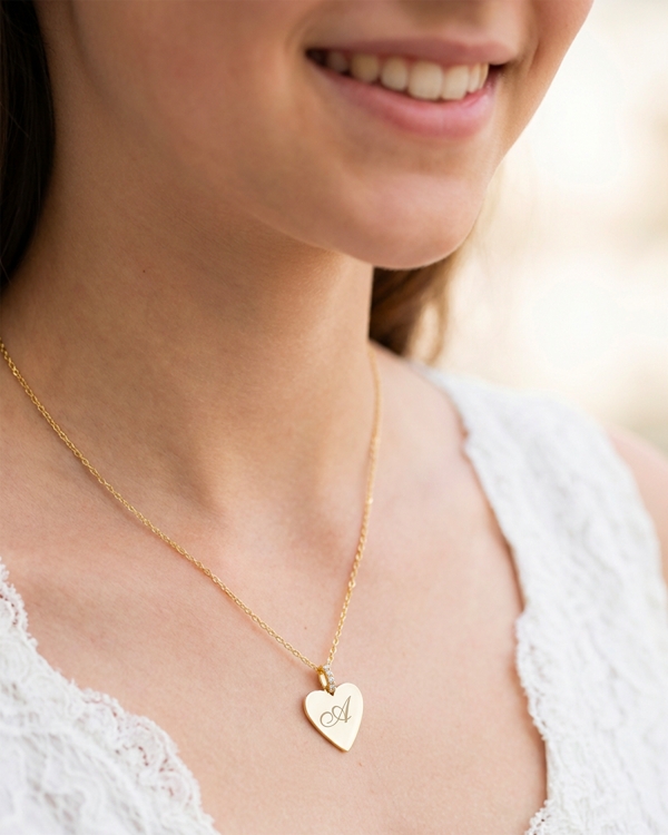 Halsband i form av ett hjärta med personlig gravering