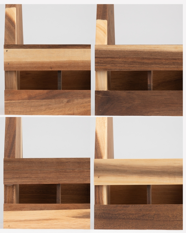 Färgskiftningar i en träölkorg med namn