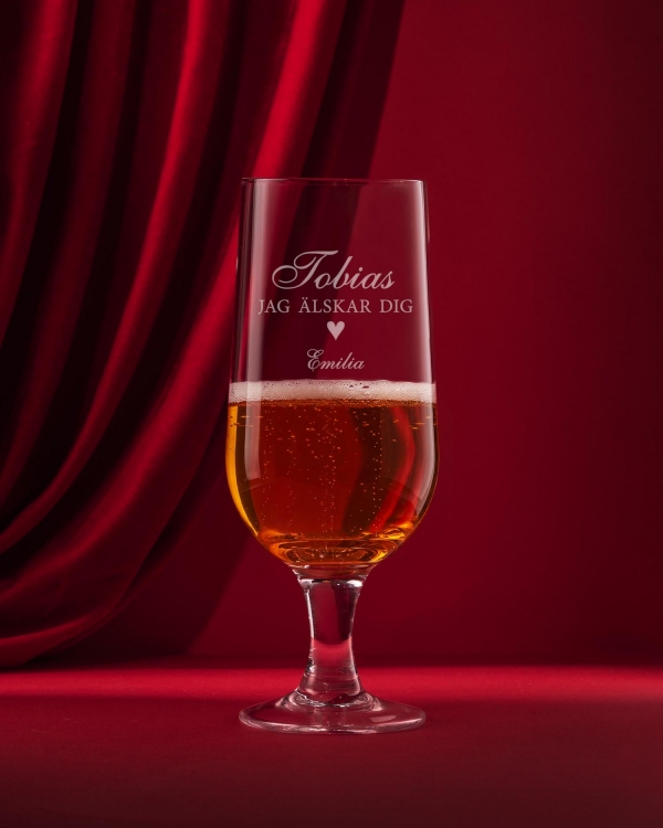 Vackra ölglas med personlig gravyr