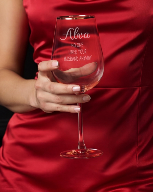 Vinglas med citat och namn