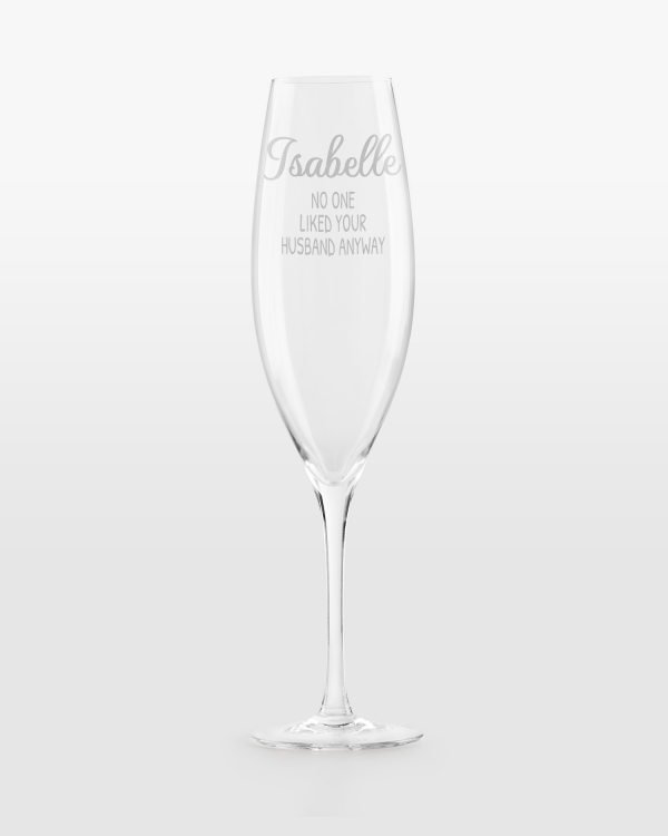 Personligt graverade champagneglas med fräcka statements
