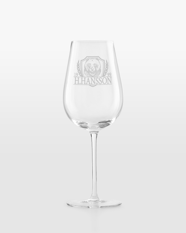 Vinglas med jägarmotiv