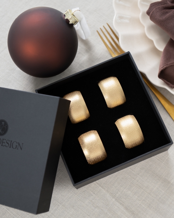 4 pack servettringar i guld