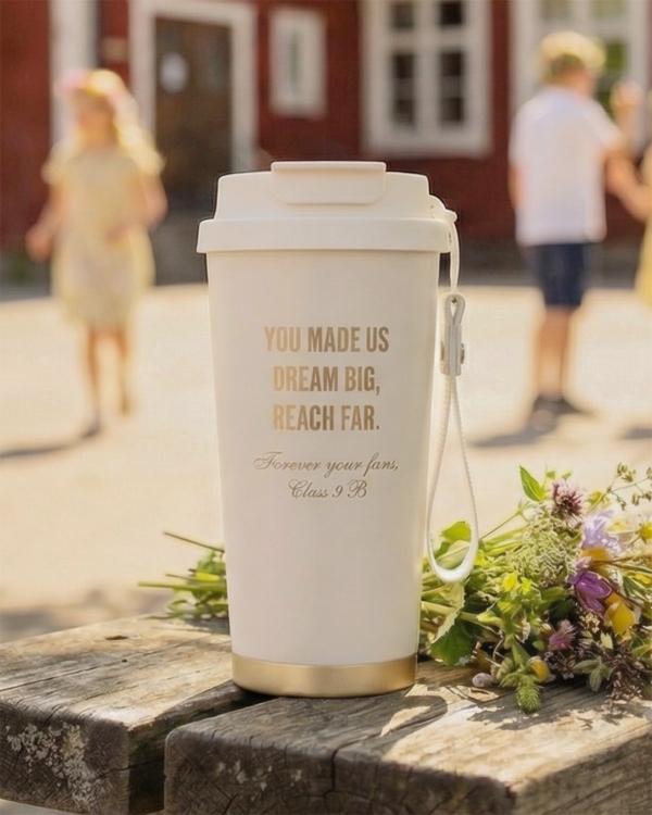 Termosmugg med personlig märkning till fröken