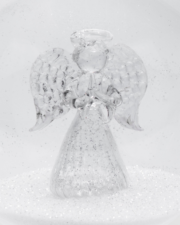 Julkula i glas med ängelmotiv