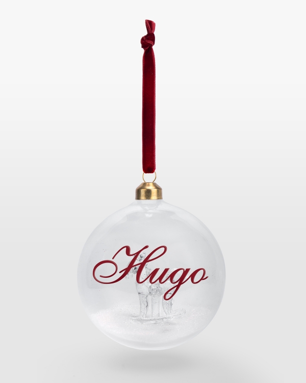 Julkula i glas med motiv av gunghäst och personligt namn