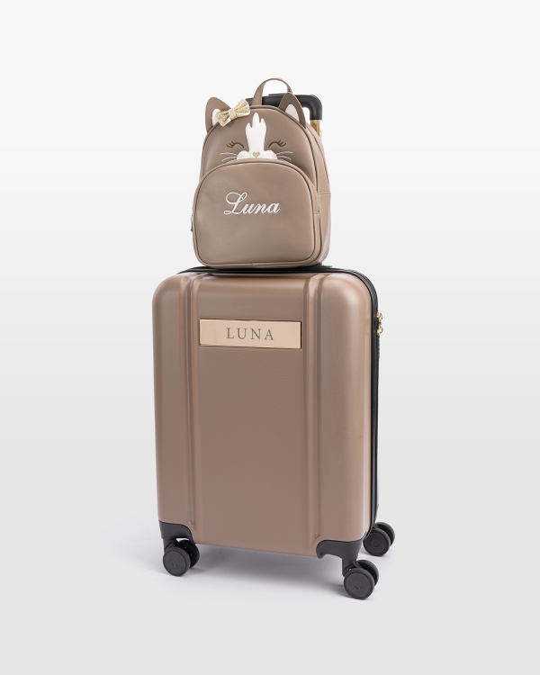 Kabinväska och kattryggsäck med namn