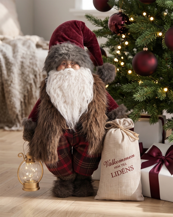 Personlig jultomte med julhälsning på säcken