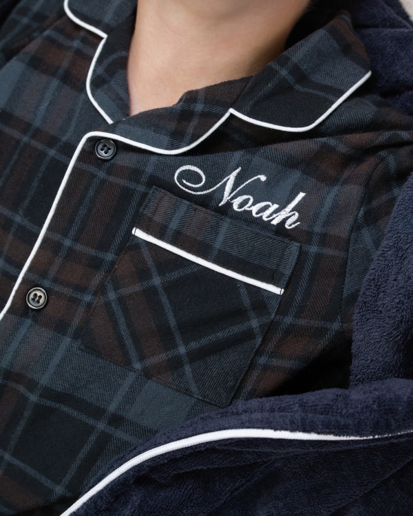 Pyjamas med namn & barntofflor, marinblå - Björn