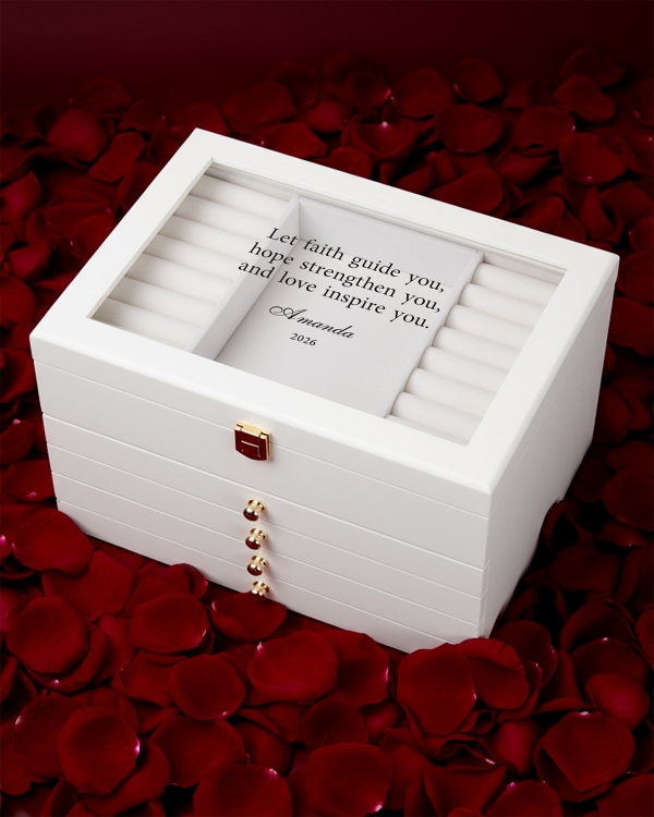 Smyckesskrin med valfri text för alla hjärtans dag