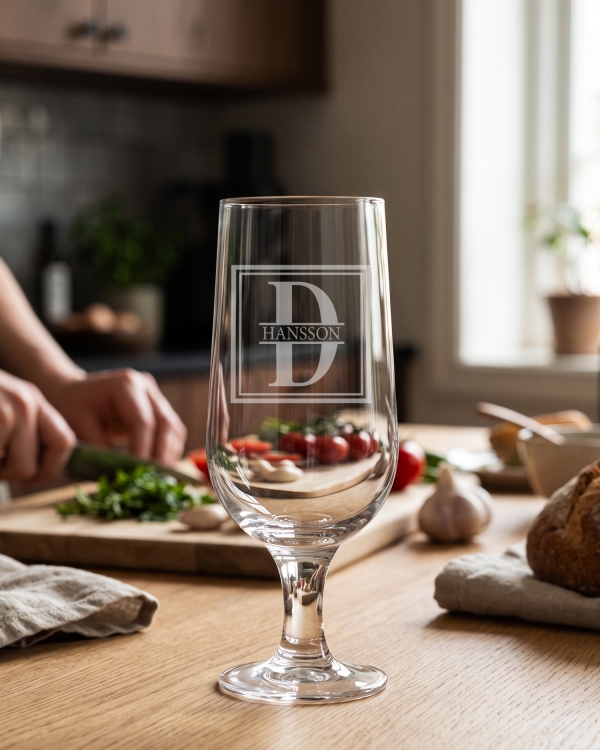 Personligt ölglas med gravyr