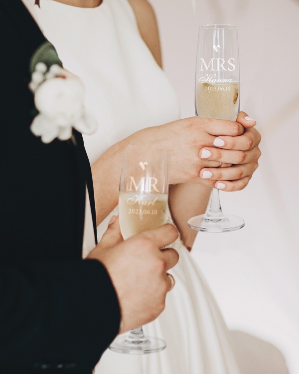 Champagneglas - Mr & Mrs