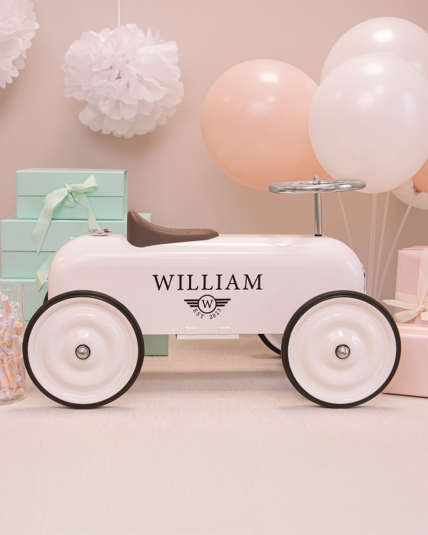 Mini Sparkbil med namn, vit - Vintage