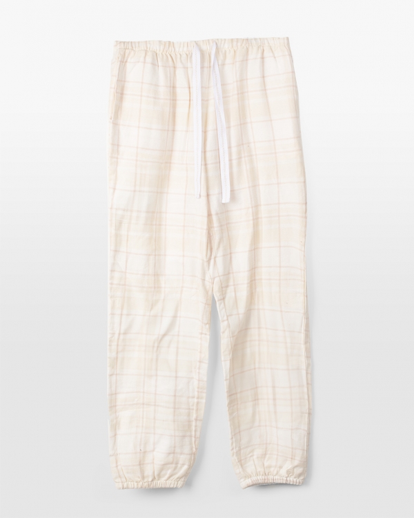 cremefärgade pyjamasbyxor i flanell