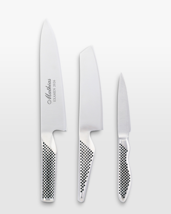 Knivset från global med personlig gravyr - perfekt examenspresent