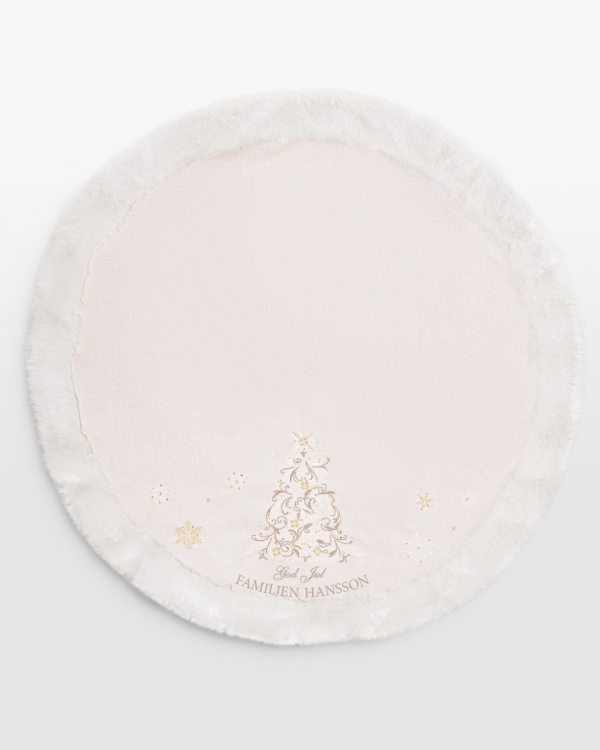 beige julgransmatta med namn