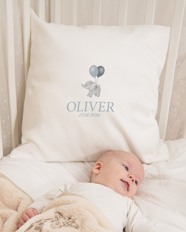 Kuddfodral med namn - Elefant