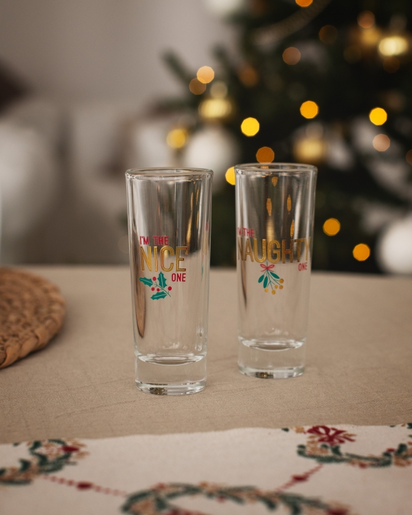 2 pack snapsglas med julmotiv