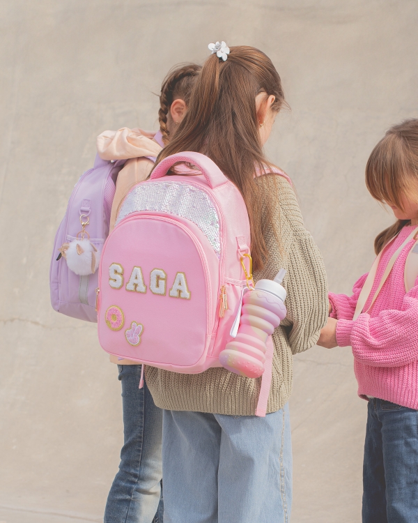 Barnryggsäck med personliga tygmärken