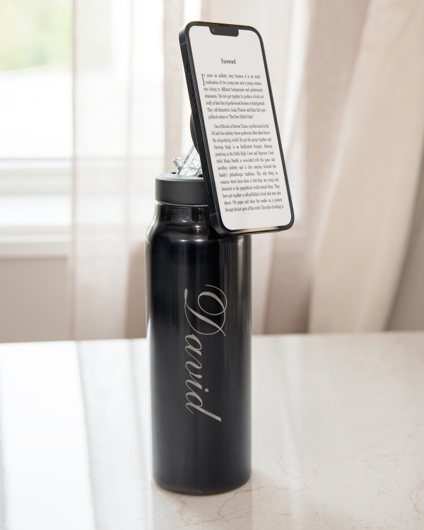 Vattenflaska med mobilhållare