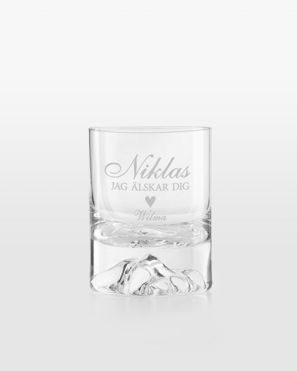 graverat whiskyglas med valfritt namn och budskap