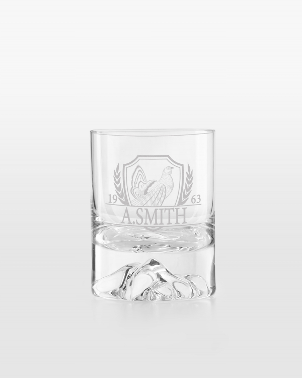 personlig jaktpresent med whiskyglas graverat med namn