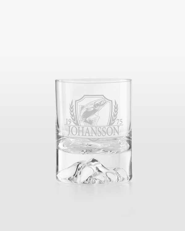 Whiskyglas med gravyr av valfritt namn och jaktmotiv